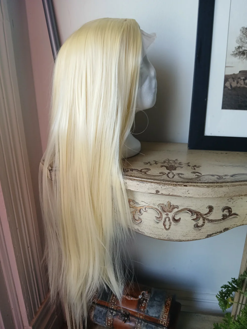 Blonde Long Straight Synthetic Wig - Classic Pale Blonde